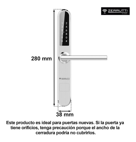 Imagen 5 de 9 de Cerradura Digital Inteligente Zerrutti Ze 8050