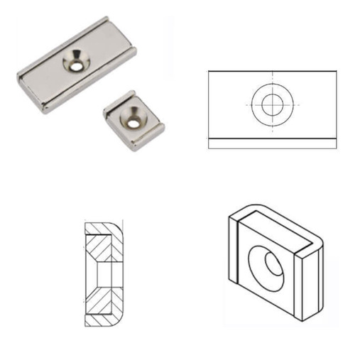 Imán Neodimio Fresado Con Recubrimiento Ncr 15 (4 Unidades)