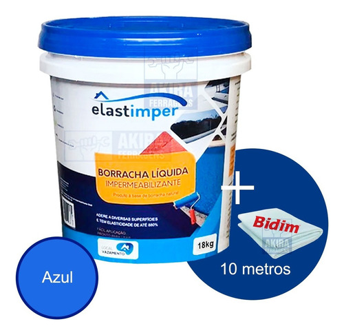 Borracha Liquida Elastimper 18kg Impermeabilizant Laje Azul