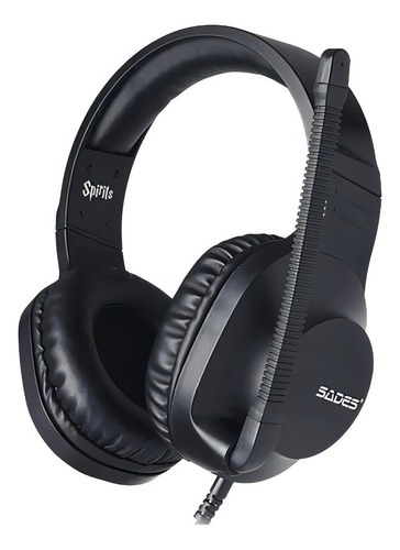 Auriculares Sades Spirits Gamer para PS4 Ps5 Vr Xbox Cel PC portátil Nintendo Switch Auriculares con micrófono negros