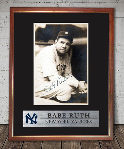 Beisbol Babe Ruth Foto Firmada Cuadro New York Yankees