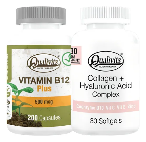 Vitamina B12 500 Mcg + Colágeno Ácido Hialurónico Qualivits Sabor Natural