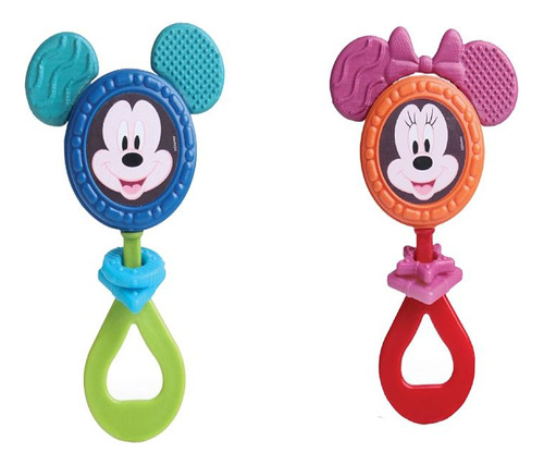 Kit 02 Chocalho Mordedor - Mickey Mouse + Minnie Mouse -elka