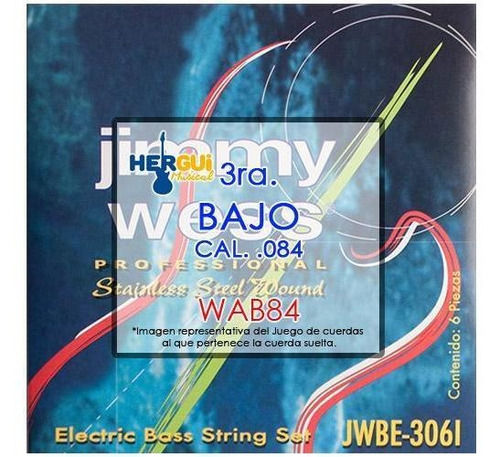 Cuerda 3ra .084 P/bajo Electrico Jimmy Wess Wab84