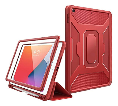 Funda Completa Para iPad Gen 7 8 Y 9 Con Tapa Color Rojo