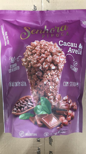 03 Un De Pipoca Com Cacau E Avelã, Stevia, Não Contém Glúten