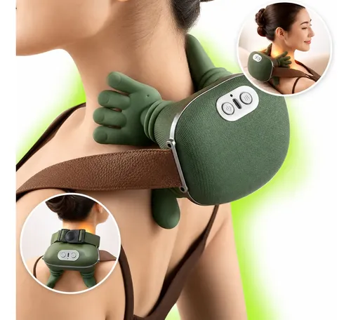 Massageador Pescoço Ombro Maozinha 3d Aquecimento Elétrico 127/220v Verde-musgo