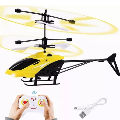 Helicóptero Control Remoto Recargable Niño Juguete Con Led