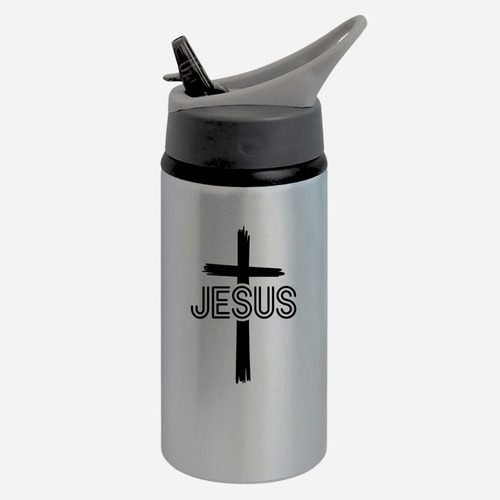 Garrafa Squeeze Bico Lc9 Jesus Cristo Igreja 5 Cor Prateado
