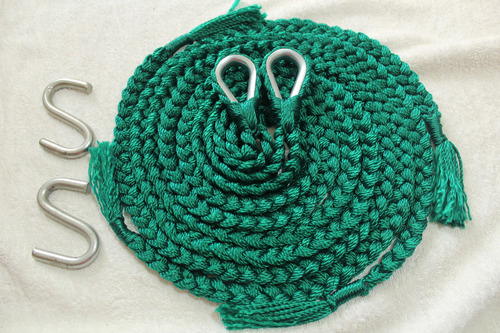Soga Cuerda Para Hamaca Incluye Par De S Metalica Negra Color Verde Bandera Color