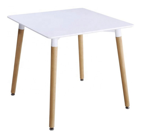 Mesa Eames Cuadrada Diseño Con Patas De Madera 80x80 Cm 