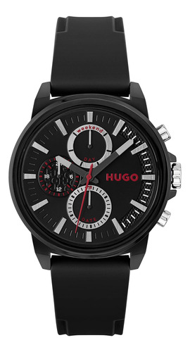 Hugo Relax - Reloj Multifuncin Chapado Inico Negro Y Correa