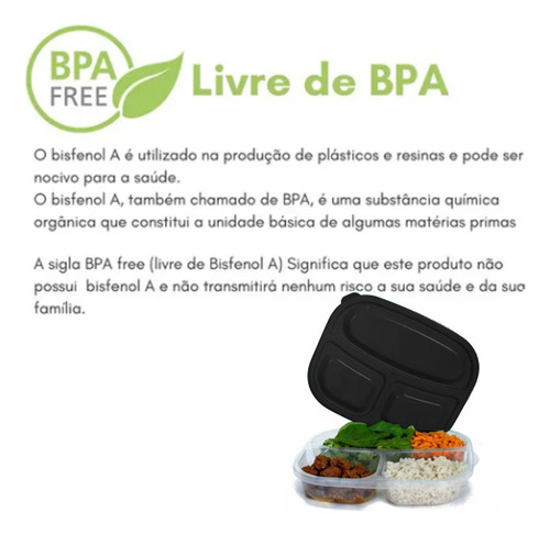 Marmita Pote Vasilha De Plástico Com Divisórias Kit 3 Und