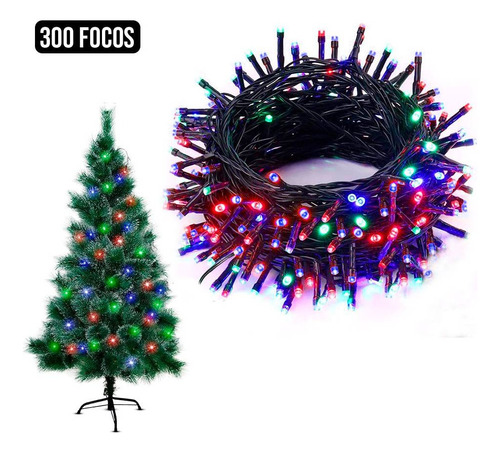 Tira De Luces Led Navideña 300 Focos| Luces De Colores Arbol