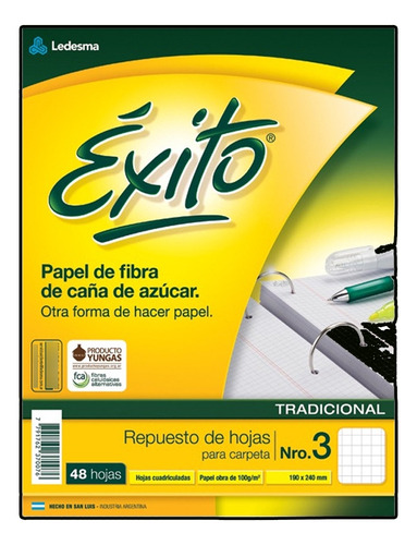 Hojas Cuadriculadas Exito Tradicional No3 Pack X 480 Hojas
