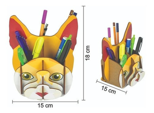 Imagem 3 de 3 de Porta Canetas E Lápis Gato Cabeça Criativo Decoração Pet