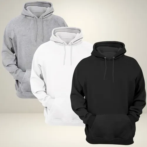 Kit 3 Moletom Blusa De Frio Agasalho Com Capuz Bem Quente