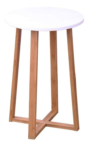 Mesa Redonda 40x40x60 Cm Bamboo Con Blanco