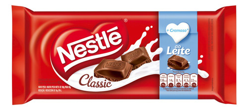 Chocolate ao leite Classic Nestlé  pacote 90 g