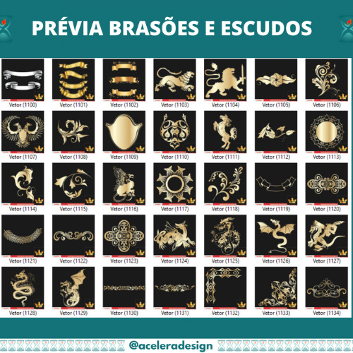 Vetores Escudos Brasões Elementos Medievais Editaveis