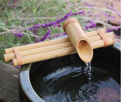 Fuente De Agua Con Base De Bambú De 30 Cm, Ideal Para Interi