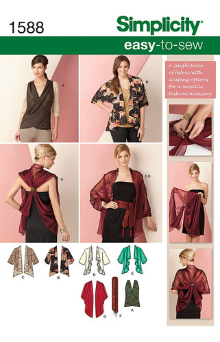 Creative Patron 1588 Kimono Chaqueta Wrap Talla Xs-xxl Una