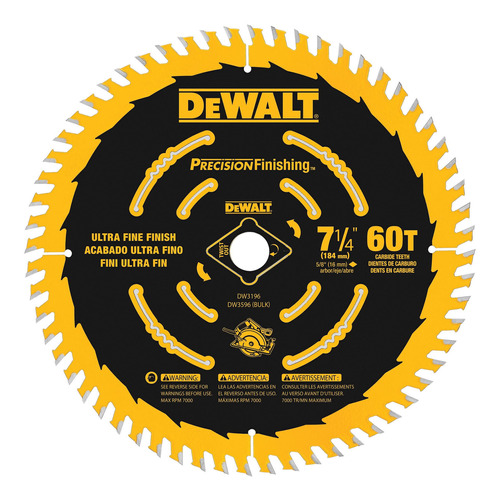 Disco Sierra 7-1/4'' Corte Ultra Fino Dewalt Dw3196