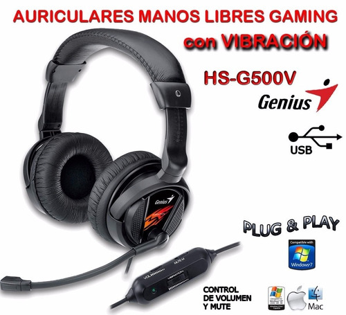 Audifonos Gamer Genius Hs-g500v  Vibration Black