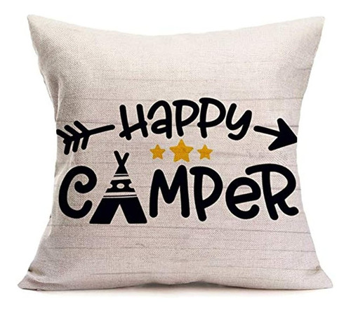 Fundas Para Cojines Con Letras Happy Camper Fundas Decorativ