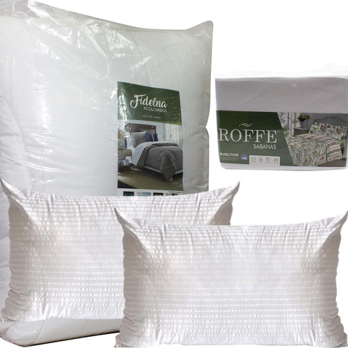 Combo Hotelero Acolchado Blanco 2 Plazas + Sabana + Almohada