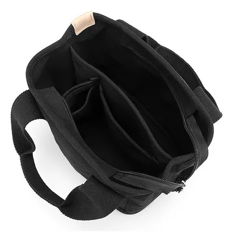 Bolso Cruzado De Lona Con Múltiples Bolsillos De