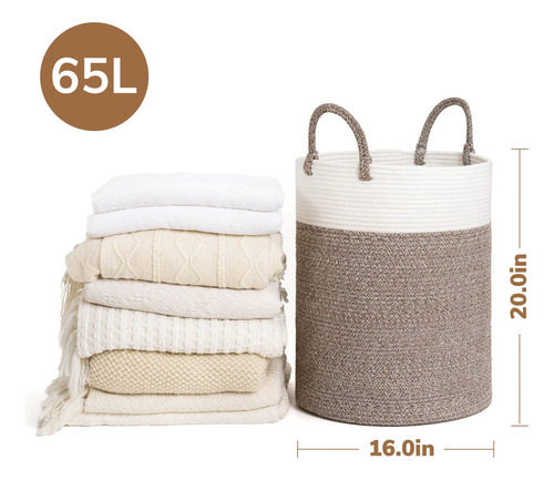 Cesto De Ropa Sucia Color Blanco Y Marron Diseño De Mango