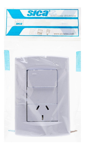 Imagen 4 de 6 de Llave De Luz Sica - 1 Toma Enchufe Argentino + 1 Interruptor