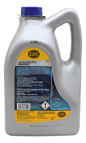 Aceite Para Motor Hella Multigrado Sintetico 5w30api Sn (5