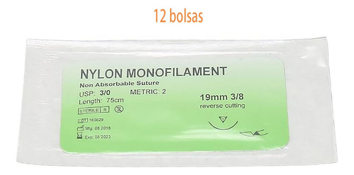 Hilo Nylon 3-0 Generic Hilos De Práctica De Sutura 12 Bolsas