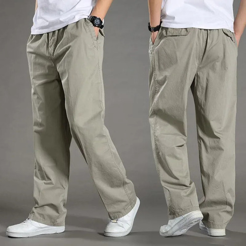 Pantalones Casuales De Algodón Para Hombre Con Cintura Elást