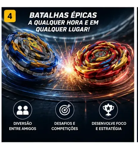 Kit Maleta Com 8 Beyblade Burst 3 Lançadores Dupla 1 Grip Preto