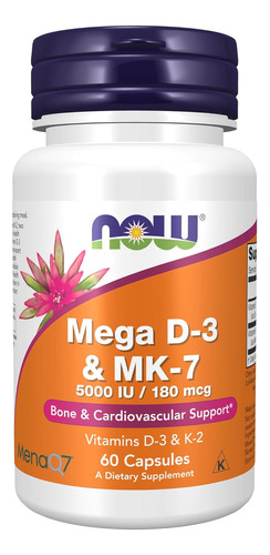 Vitamina Mega D3 Y Mk7 60 Capsulas Veganas Now