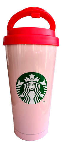 Vaso Térmico Starbucks 473 Ml Rosado Hermético Navidad