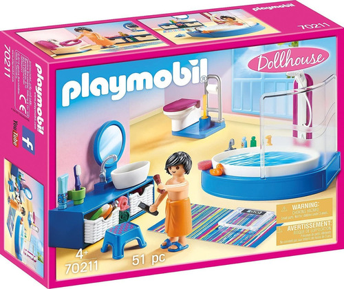 Playmobil  Juego De Muebles De Baño Con Bañera Pmb