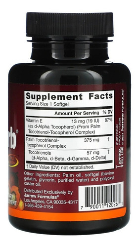 Suplemento en cápsulas Jarrow Formulas TOCO-SORB