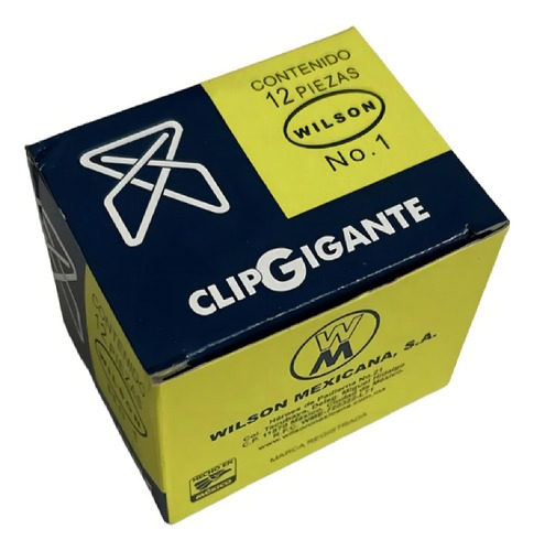 Clip Gigante Mariposa No. 1 Con 12 Piezas Wilson Color Plateado
