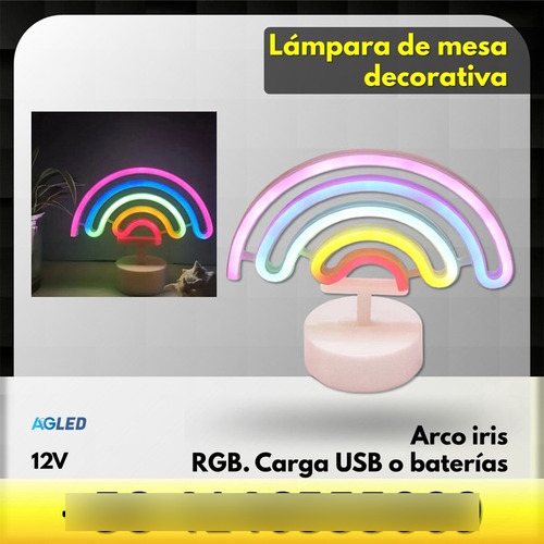 Lampara Led De Mesa Rgb Decorativa Arco Iris 12v