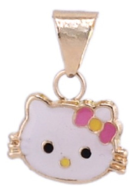Dije Esmaltado De Oro 10k De Hello Kitty Blanco