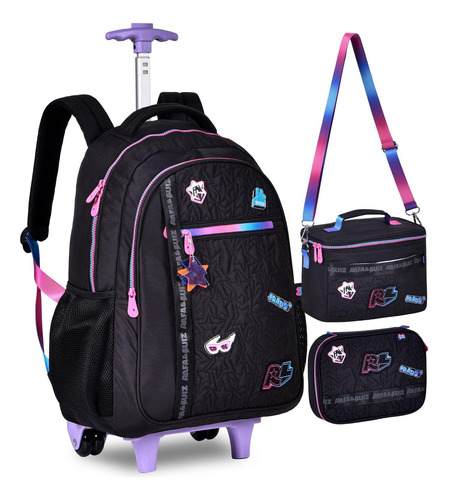 Kit Mochila Escolar Rodinha Rafa E Luiz Estojo E Lancheira