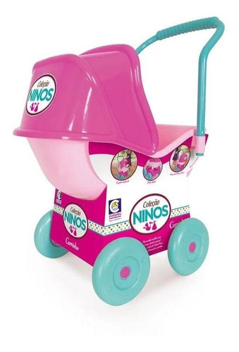 Carrinho De Boneca Ninos Cotiplás Rosa Com Verde Água 2215