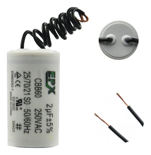 Capacitor Permanente 2uf 250v Epx (c/fio)