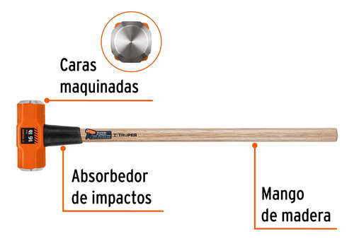 Comba Octagonal 16 Lb Mango De Madera 36 Truper 16515