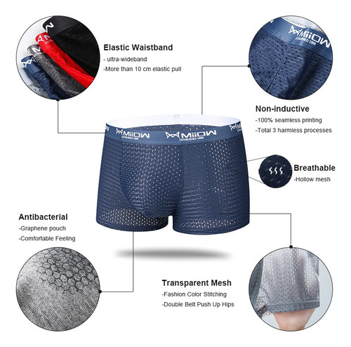 Calzoncillos Bóxer De Seda Helada Transpirable Para