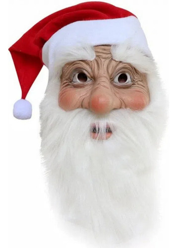 Máscara Navideña Con Capucha De Papá Noel De Látex